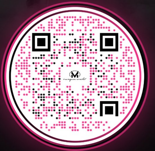 QR code for videos, reviews and real Marquee weddings